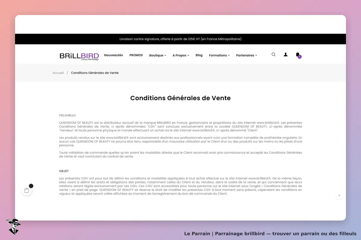 Conditions générales BRiLLBIRD : produits exclusivement destinés aux professionnels ayant suivi une formation complète en prothésie ongulaire.