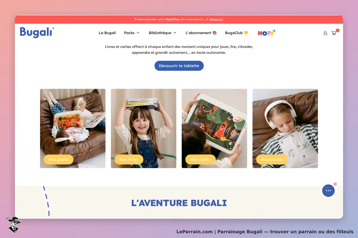 Bugali : page d'accueil avec enfants utilisant des livres et cartes éducatifs