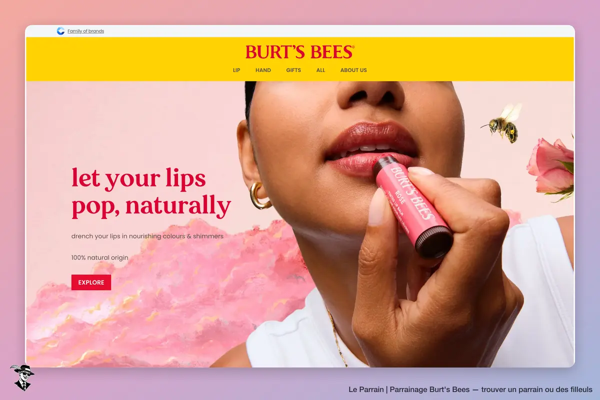 Page d'accueil de Burt's Bees