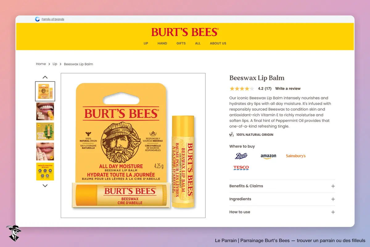 Page produit de Burt's Bees