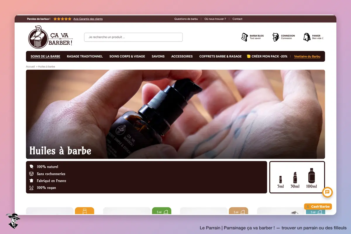 Page catégorie de ça va barber !