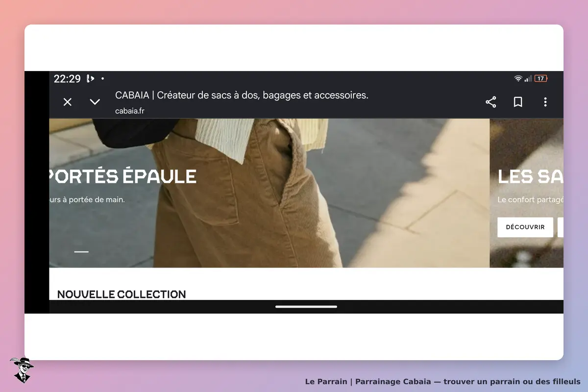 CABAIA : page d'accueil présentant des sacs à porter à l'épaule et une nouvelle collection