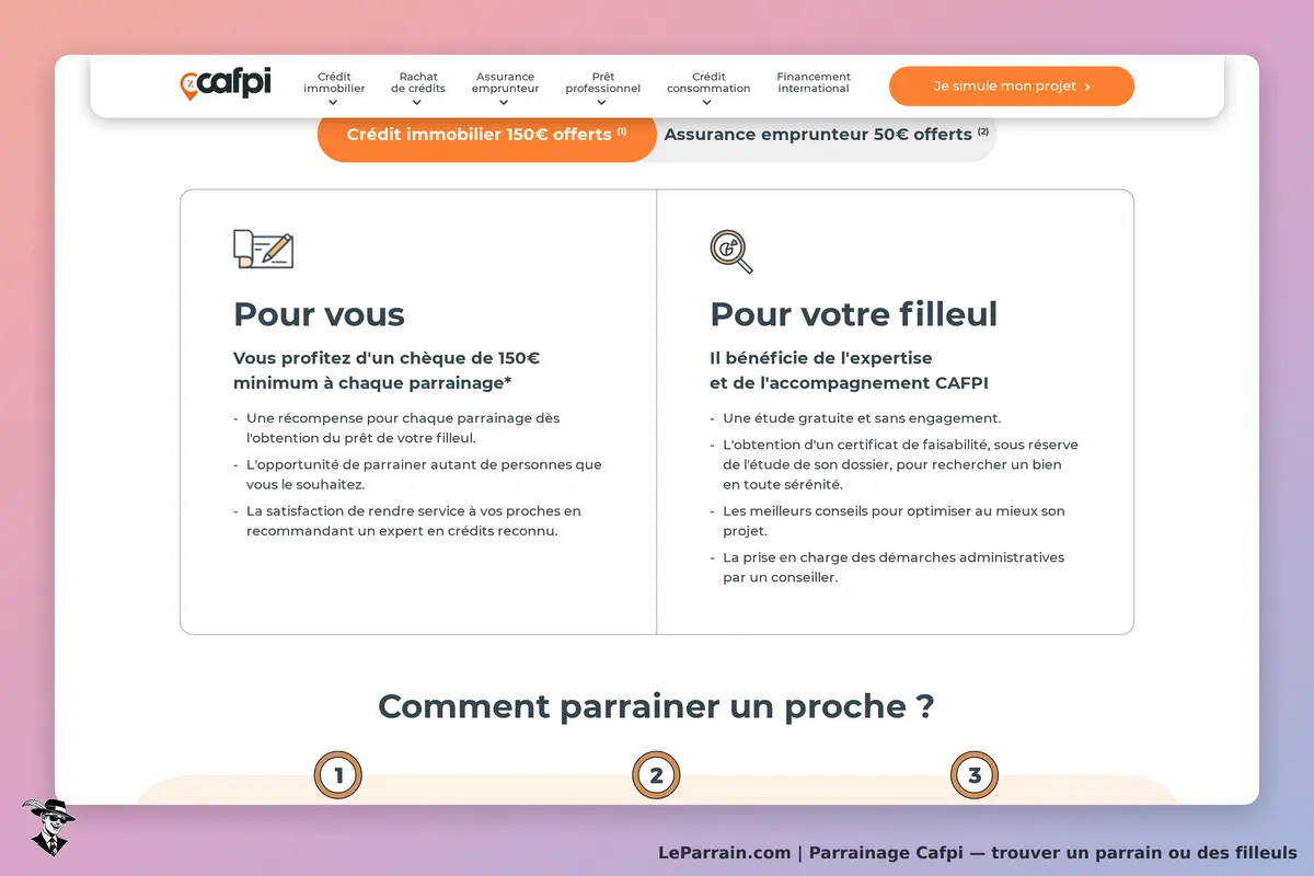 Cafpi : section sur le parrainage avec avantages pour le parrain et le filleul
