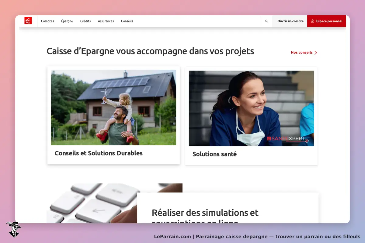 caisse depargne : caisse d'Épargne : page d'accueil avec des images sur les solutions durables et