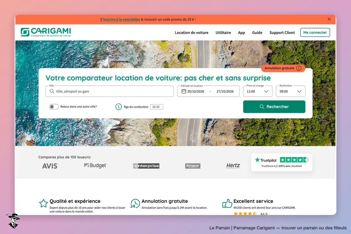 Page d'accueil de Carigami