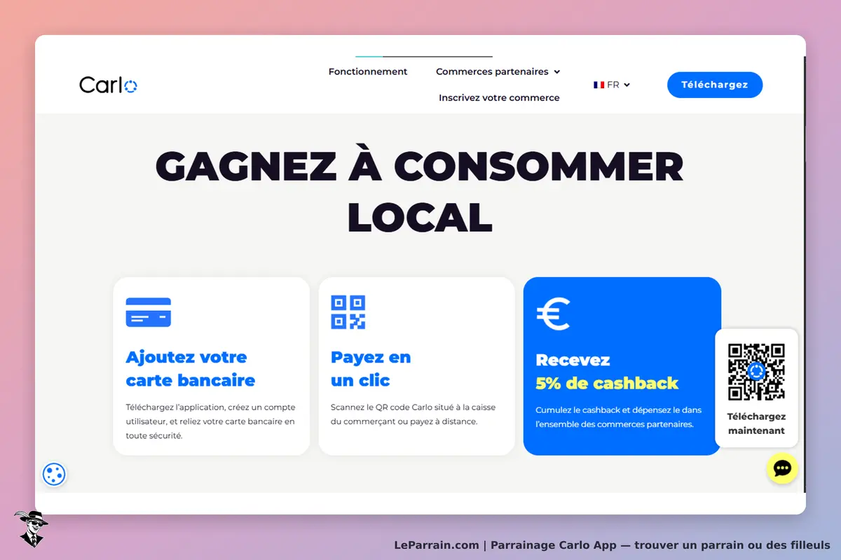 Carlo App : carlo : page d'accueil présentant des options pour consommer localement