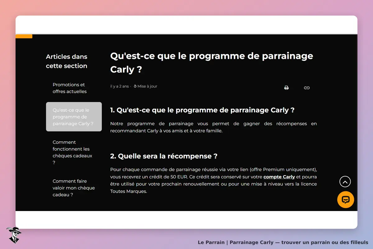Carly : présentation du programme de parrainage et des récompenses associées