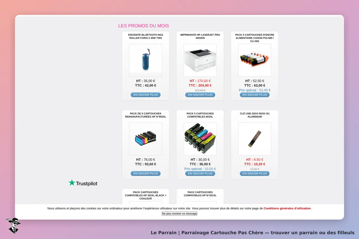 Cartouche Pas Chère : page d'accueil avec promotions sur divers produits électroniques et