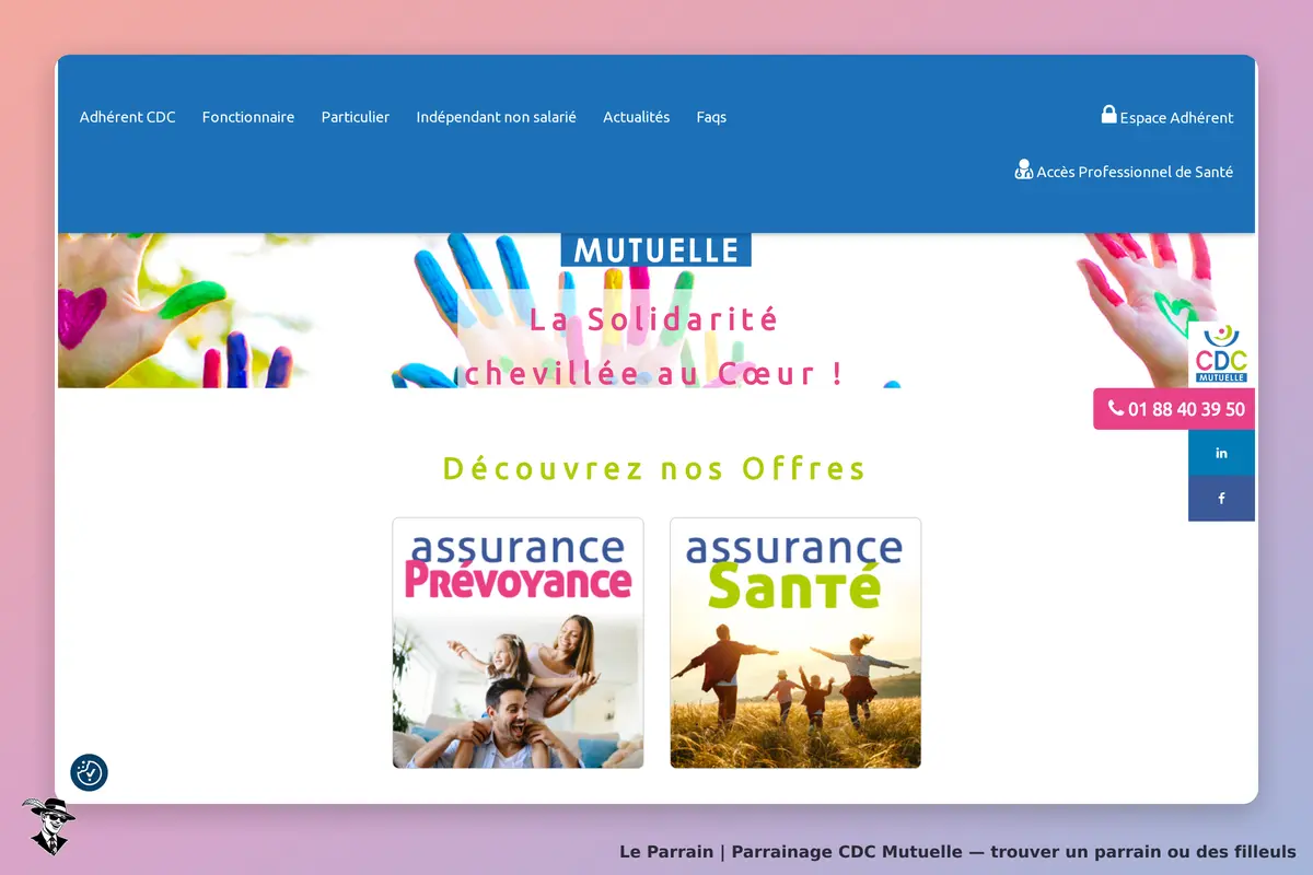 Page d'accueil de CDC Mutuelle