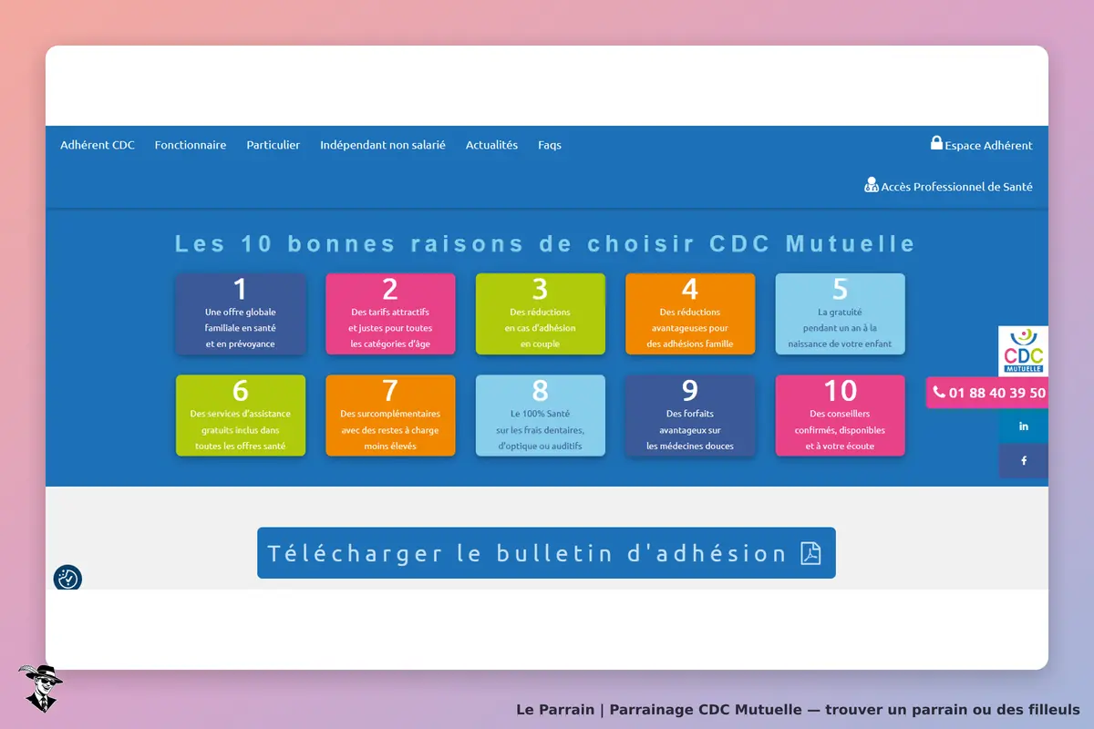 Page d'accueil de CDC Mutuelle