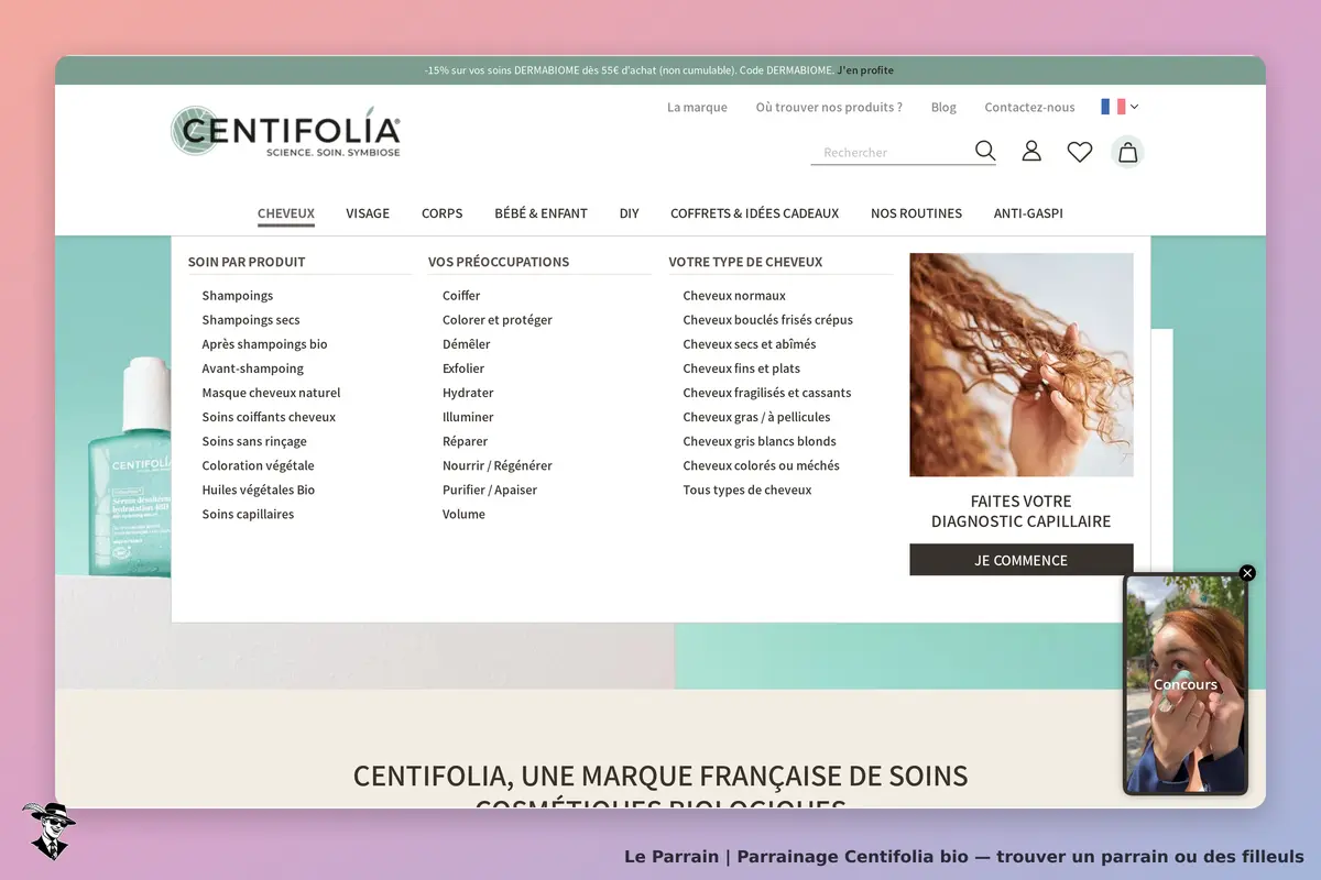 Centifolia bio : centifolia : page d'accueil présentant des soins capillaires et un diagnostic