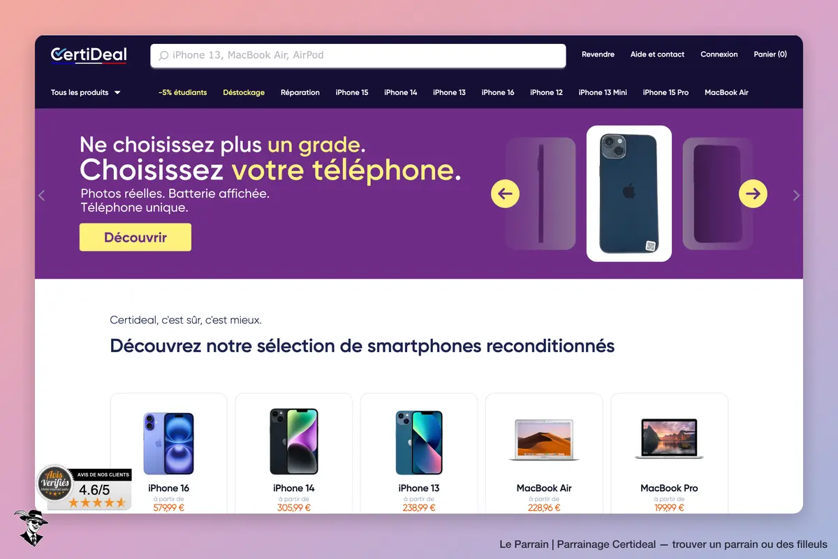 Page d'accueil de Certideal