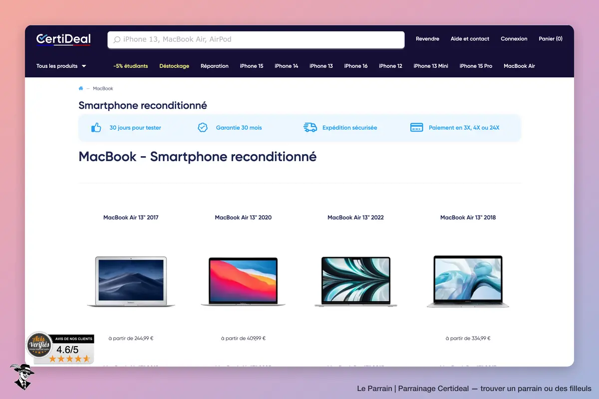 Page catégorie de Certideal