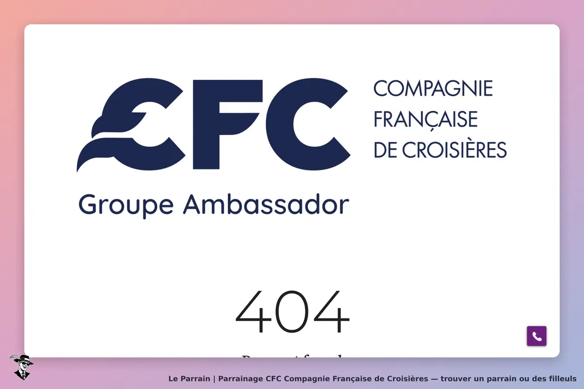 CFC Compagnie Française de Croisières : cFC : page d'erreur 404 avec logo et mention "Groupe