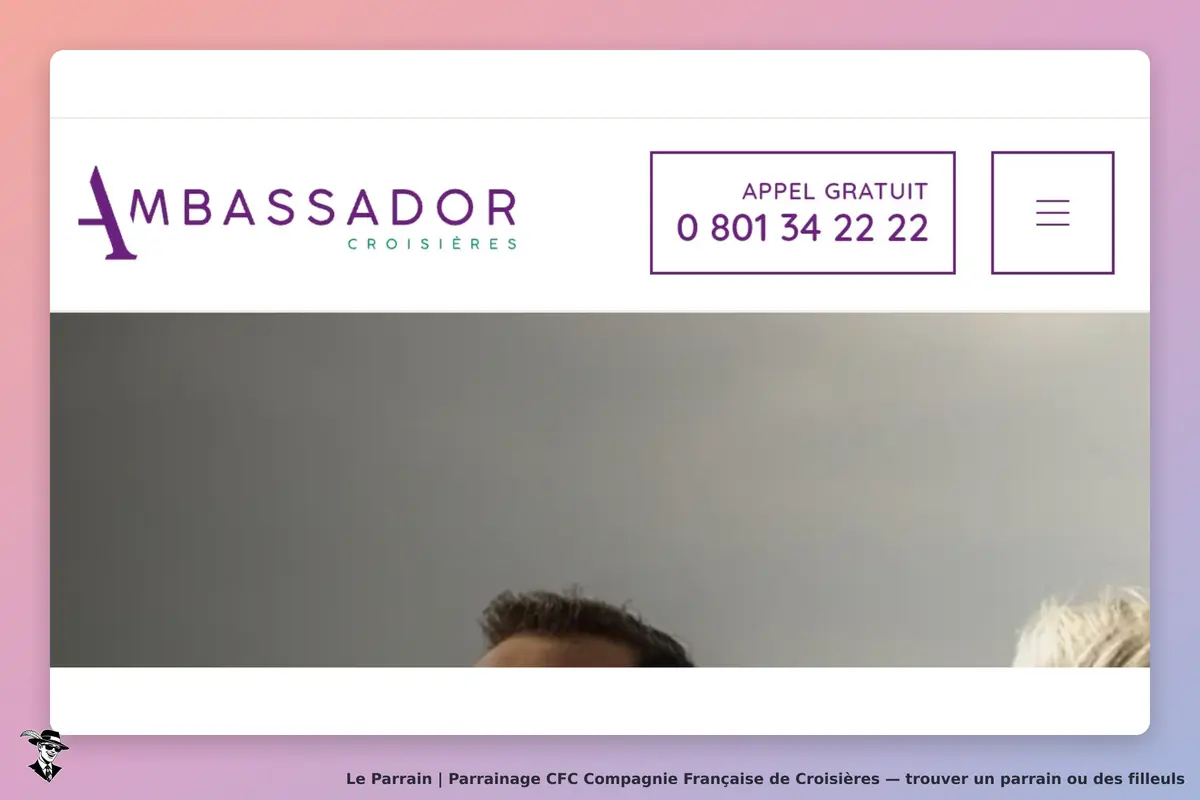 CFC Compagnie Française de Croisières : en-tête du site avec logo et numéro de téléphone