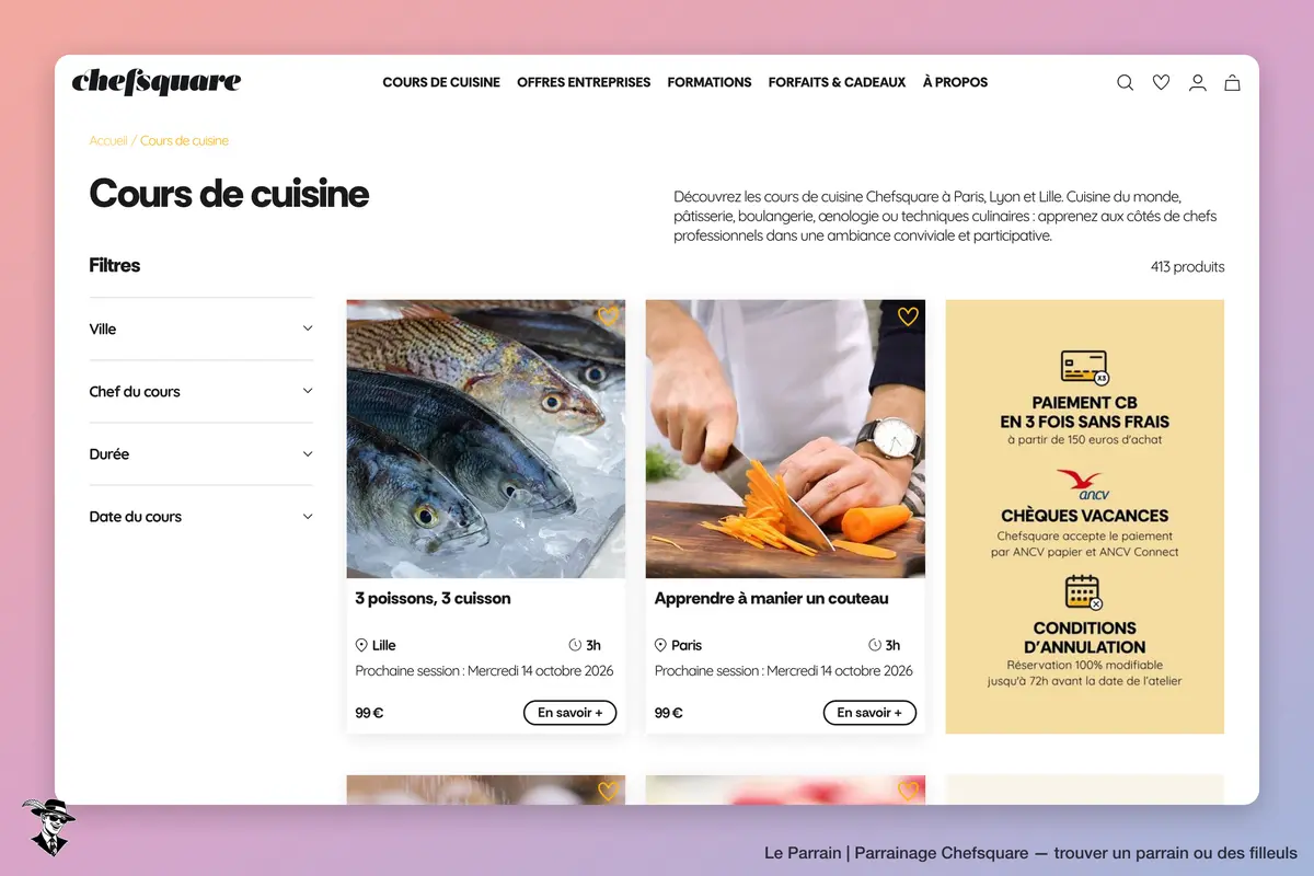 Page catégorie de Chefsquare