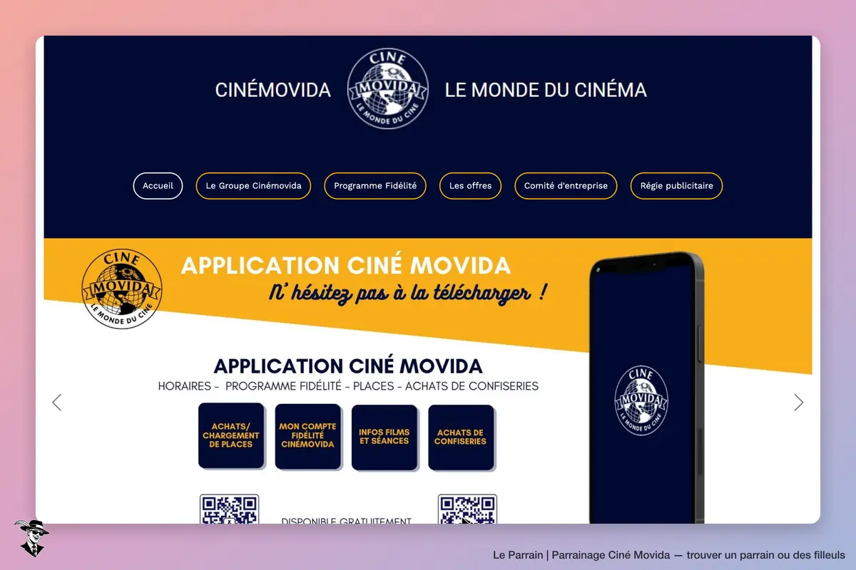Page d'accueil de Ciné Movida