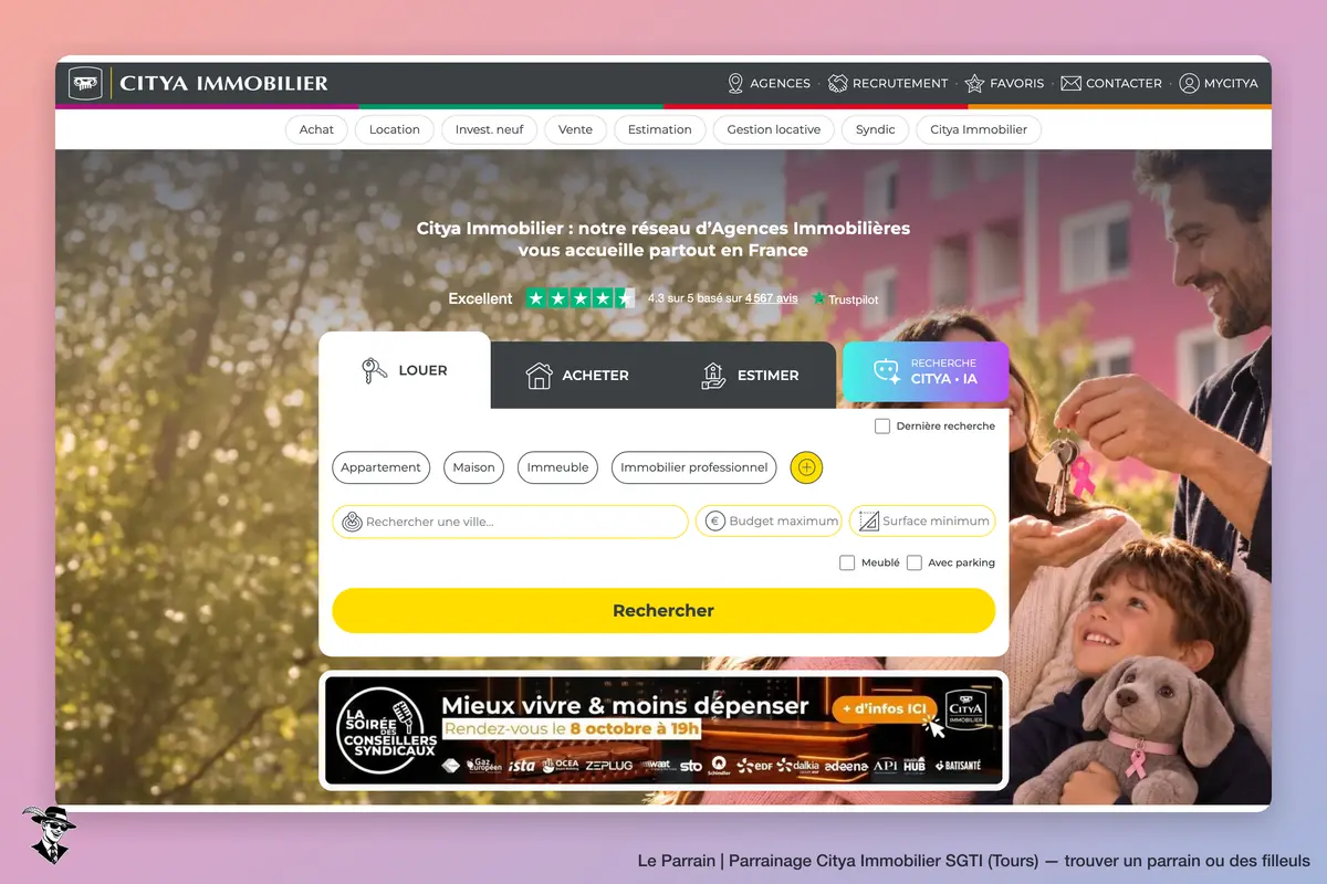 Page d'accueil de Citya Immobilier SGTI (Tours)