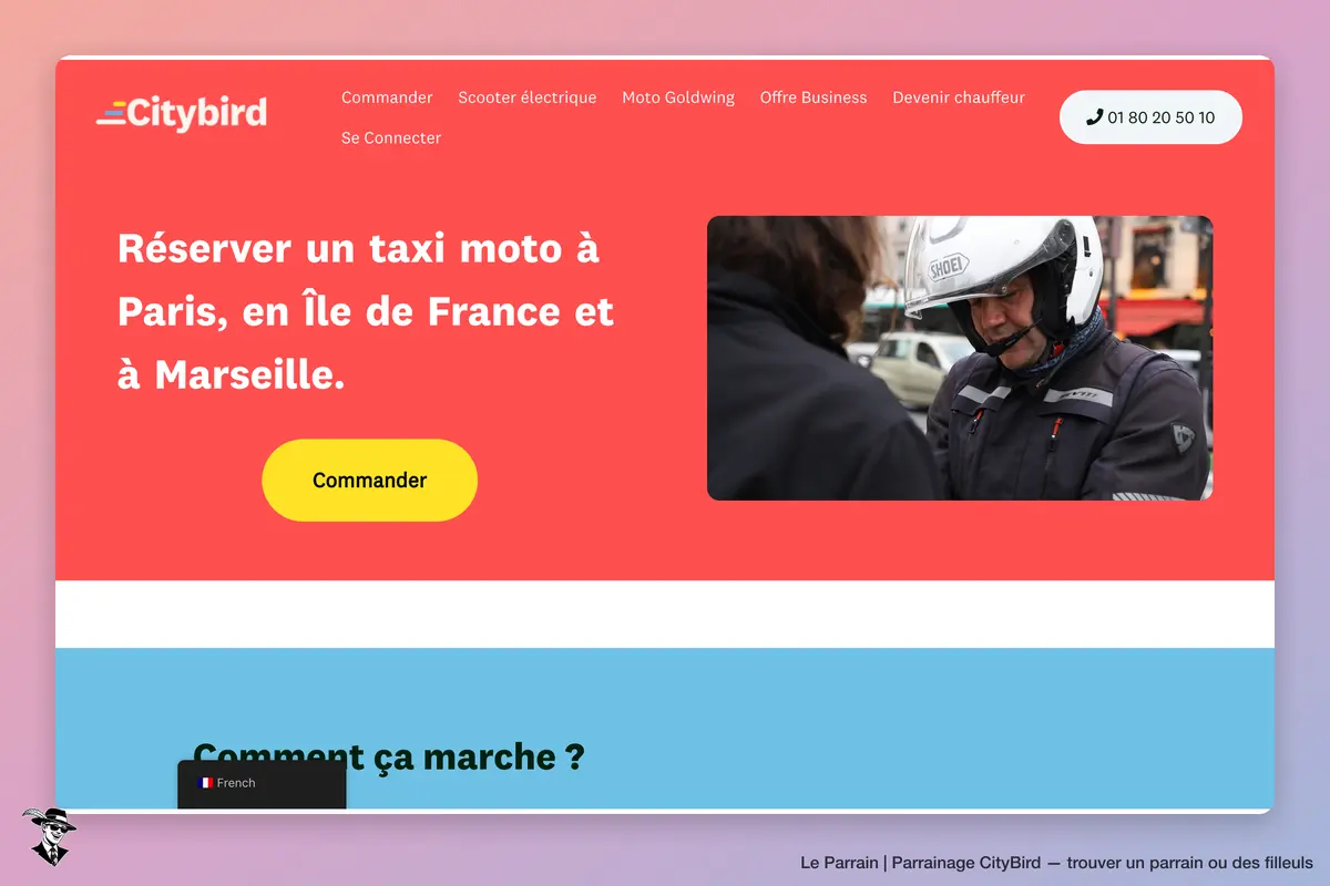 Page d'accueil de CityBird
