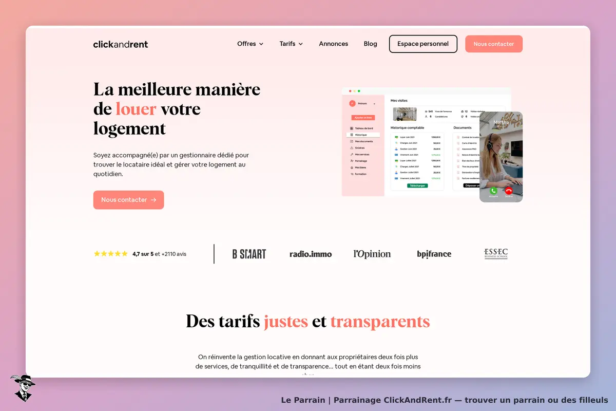 ClickAndRent.fr : clickAndRent : page d'accueil avec un formulaire et des informations sur la