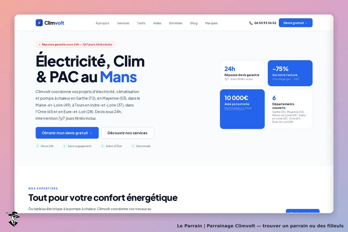 Page d'accueil de Climvolt
