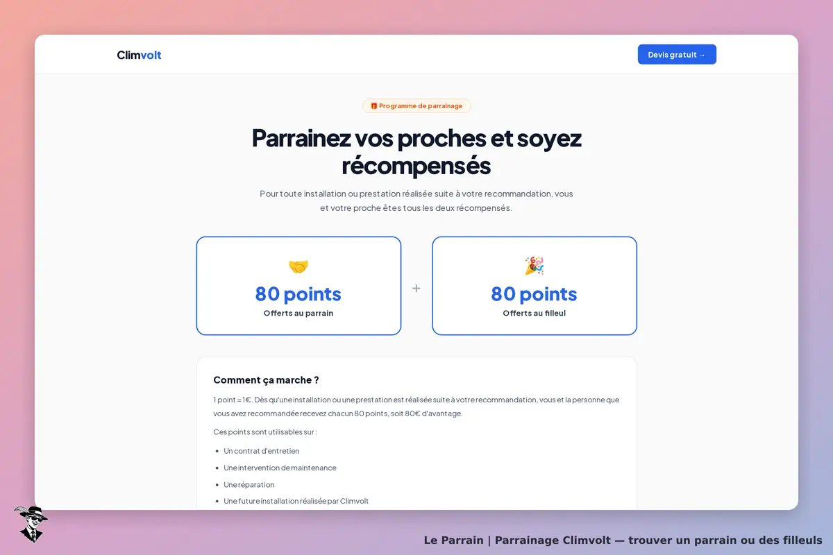 Page parrainage de Climvolt