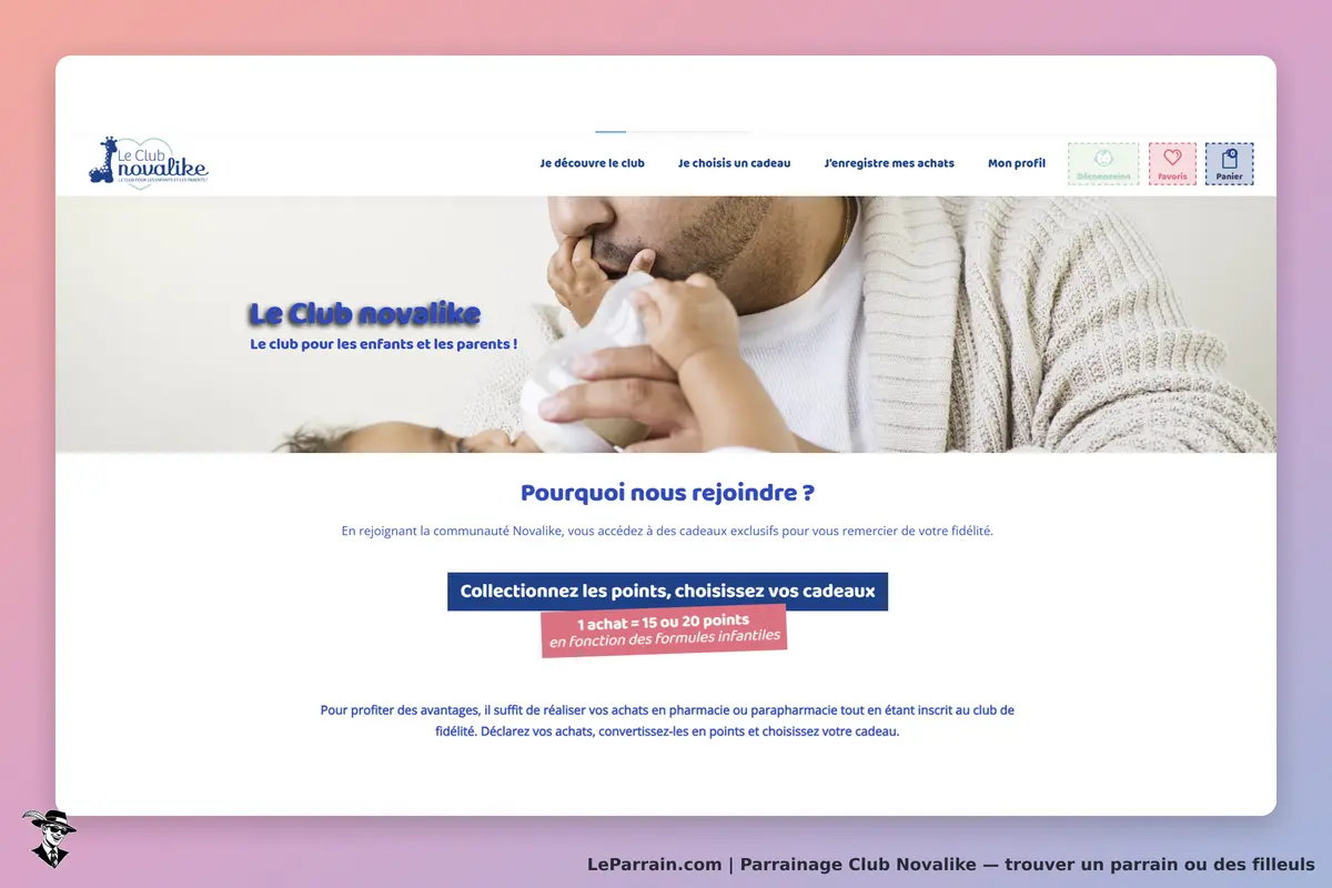 Club Novalike : page d'accueil présentant le club pour enfants et parents avec un formulaire
