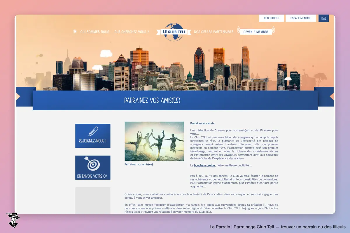 Page parrainage de Club Teli