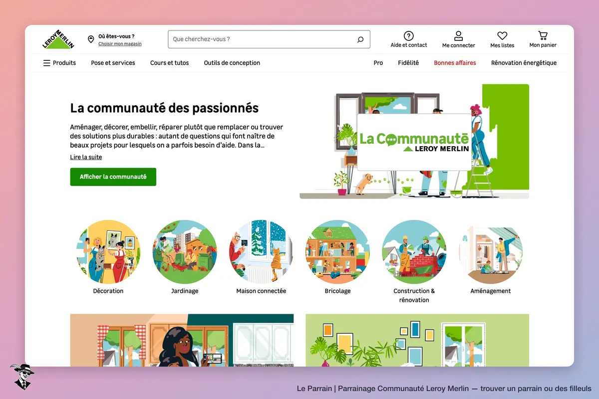 Page d'accueil de Communauté Leroy Merlin