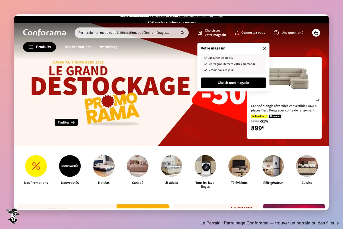 Page d'accueil de Conforama