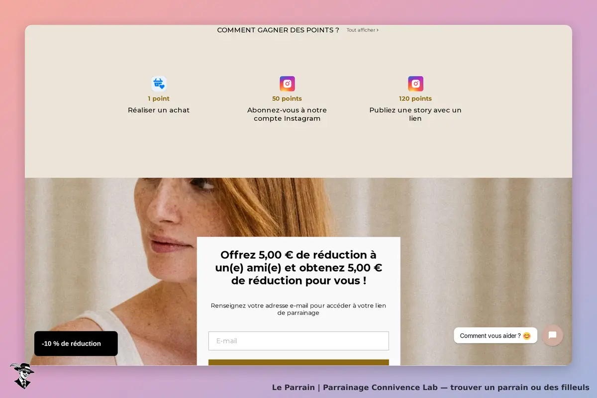 Connivence Lab : section sur la façon de gagner des points avec un formulaire d'inscription