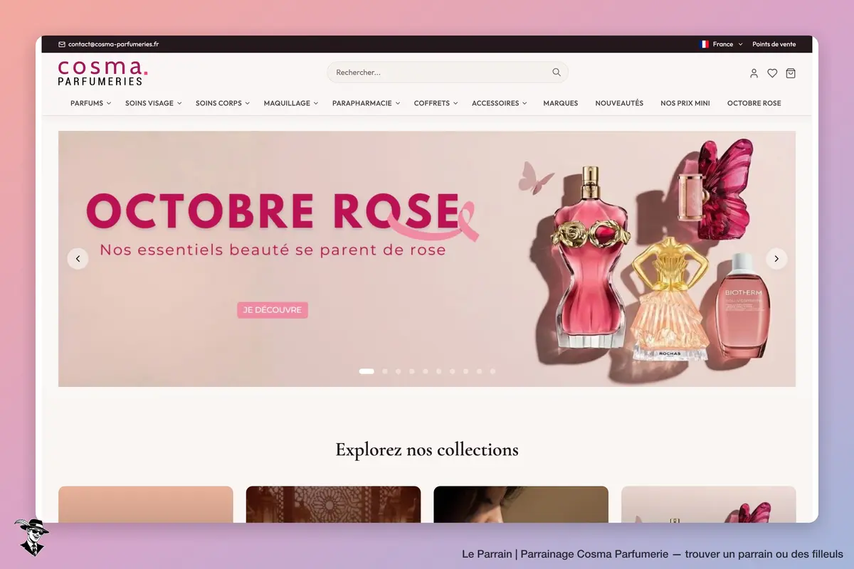 Page d'accueil de Cosma Parfumerie