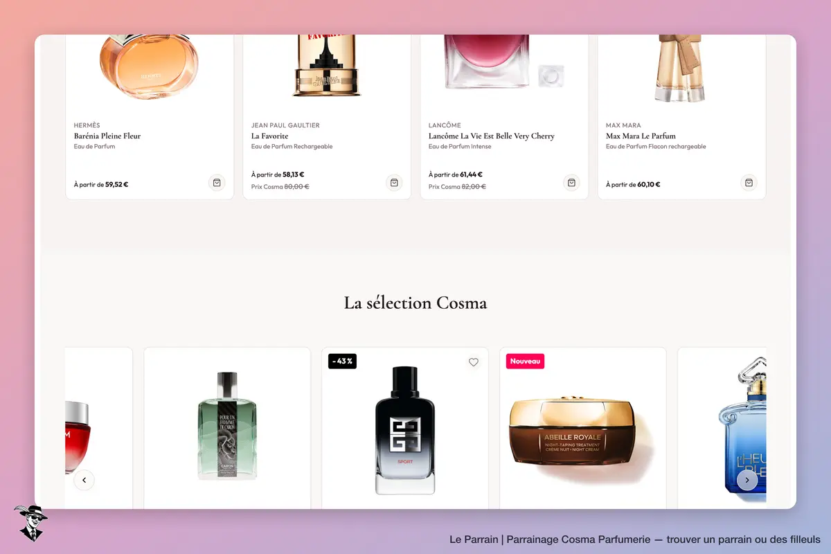 Capture d'écran de Cosma Parfumerie