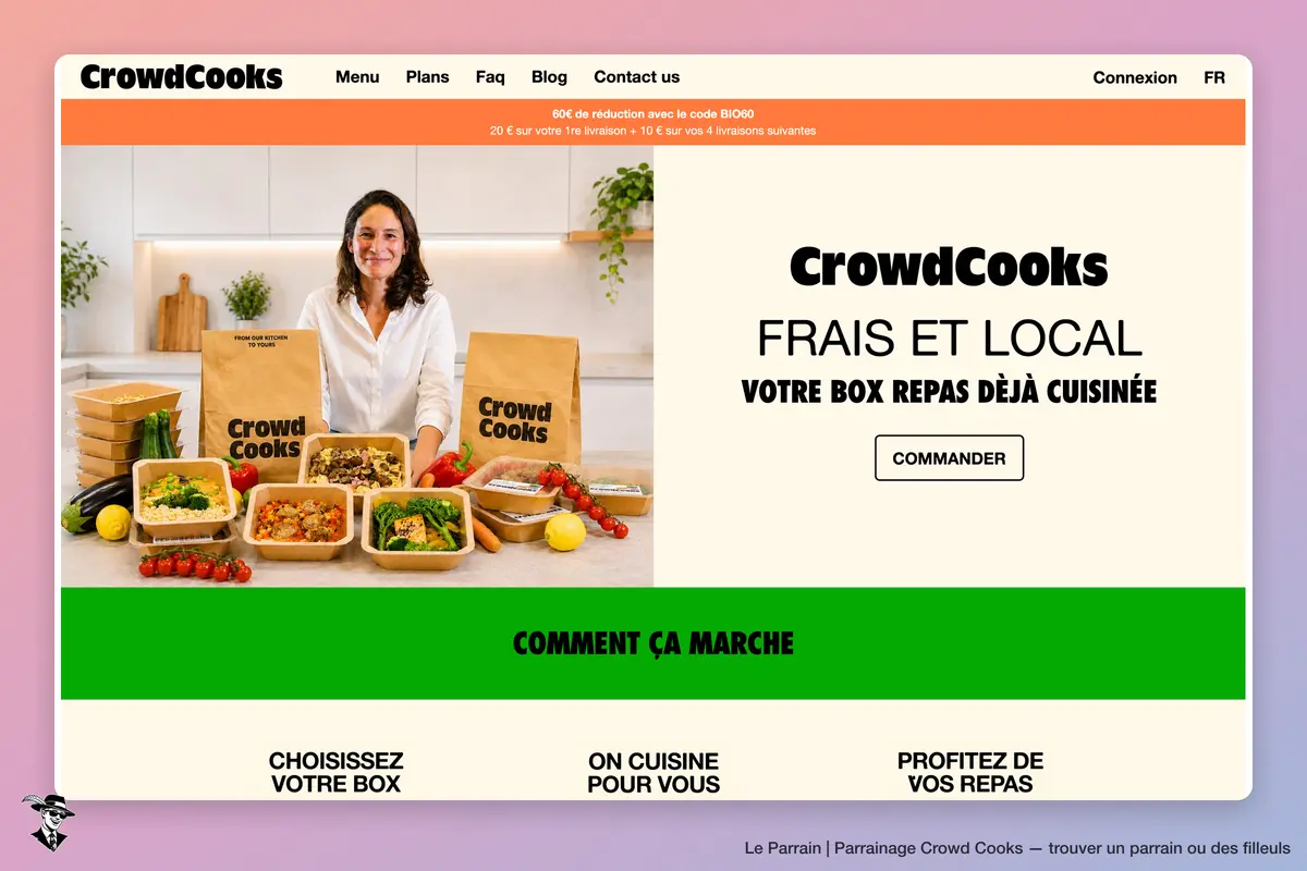 Page d'accueil de Crowd Cooks
