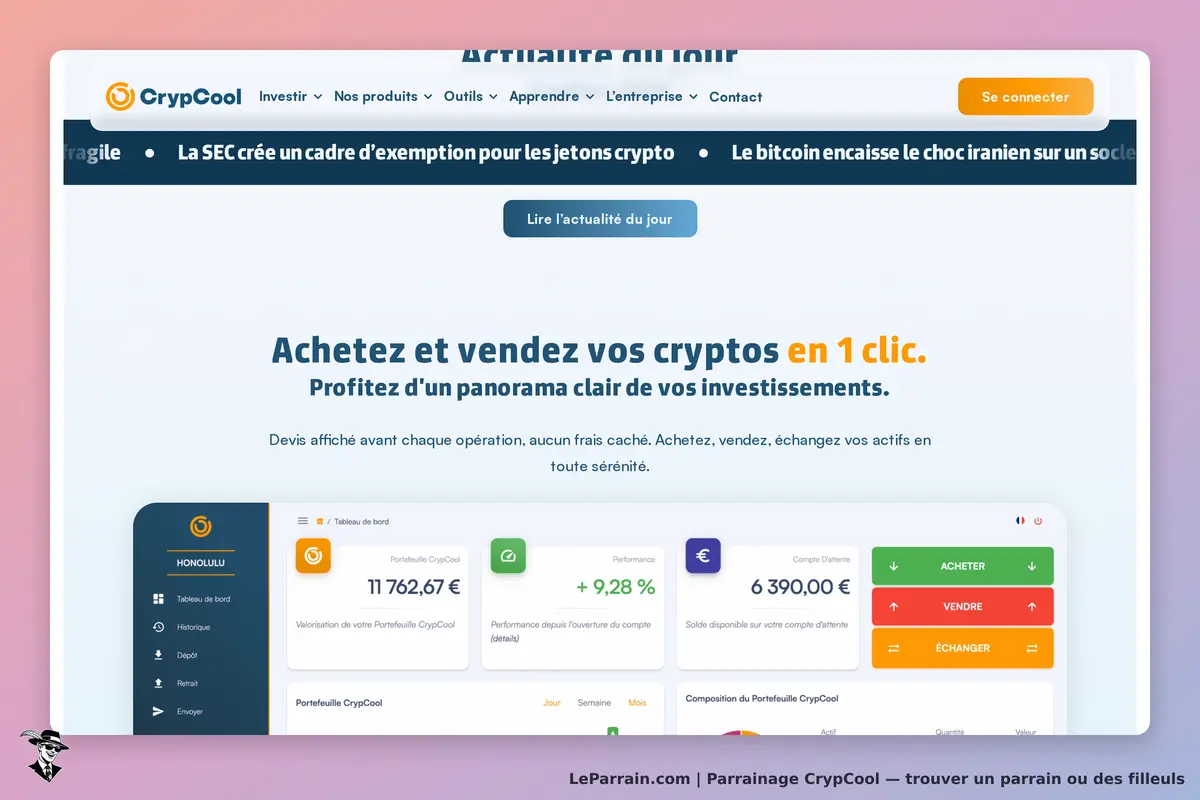 Capture home-deep du programme de parrainage CrypCool