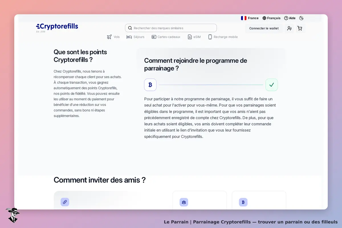 Cryptorefills : explication sur le programme de parrainage et invitation d'amis
