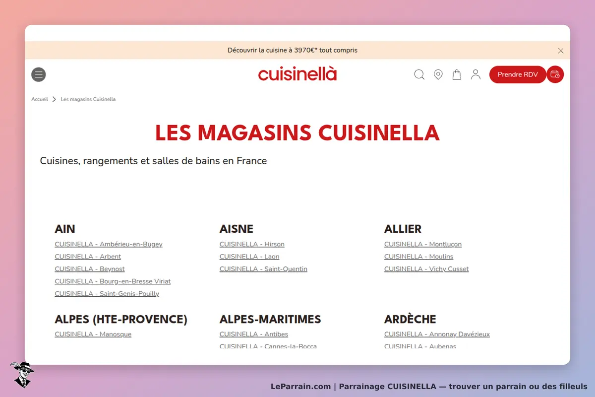 CUISINELLA : liste des magasins et informations sur les cuisines et salles de bains en France