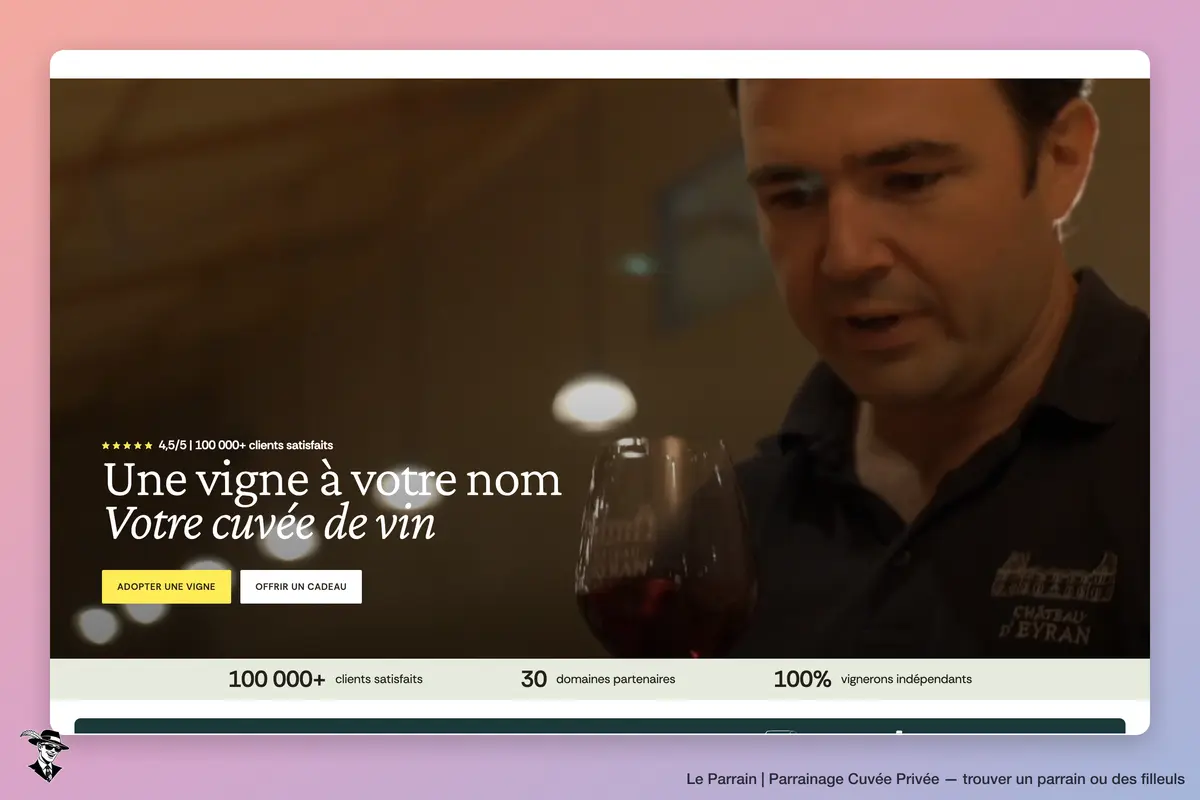 Page d'accueil de Cuvée Privée