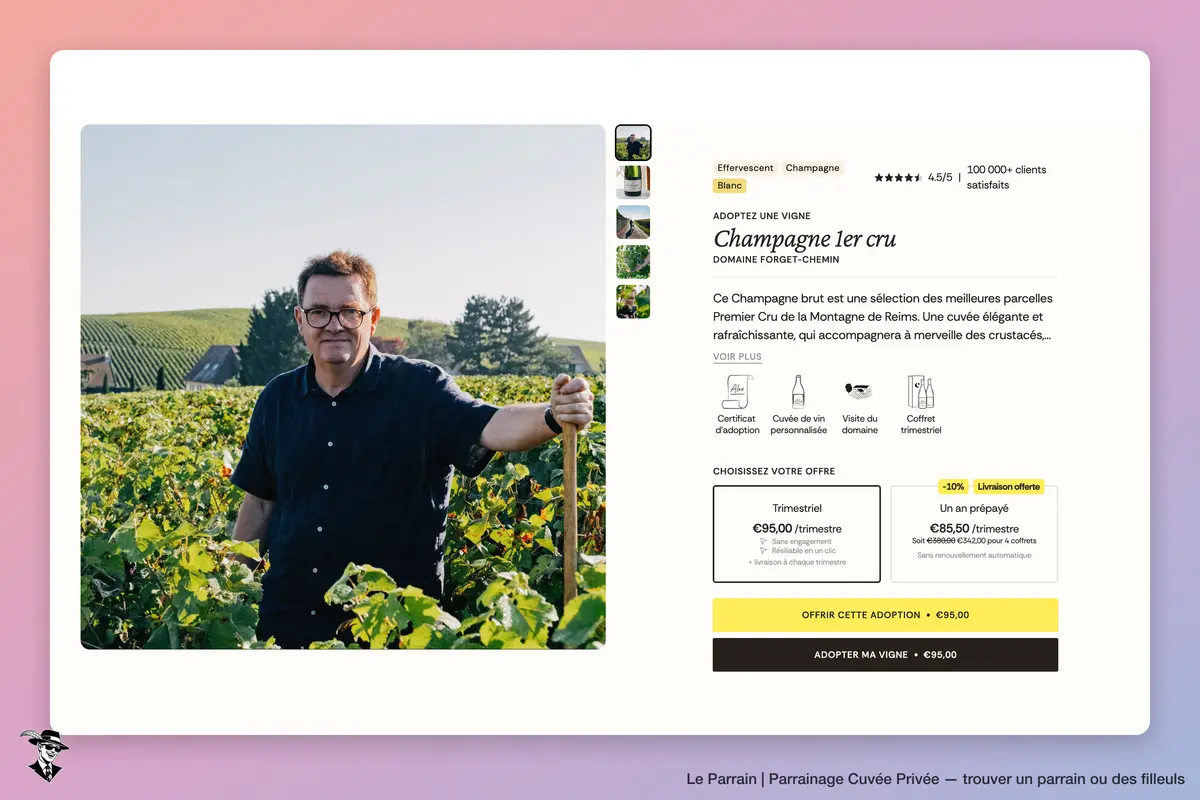 Page produit de Cuvée Privée