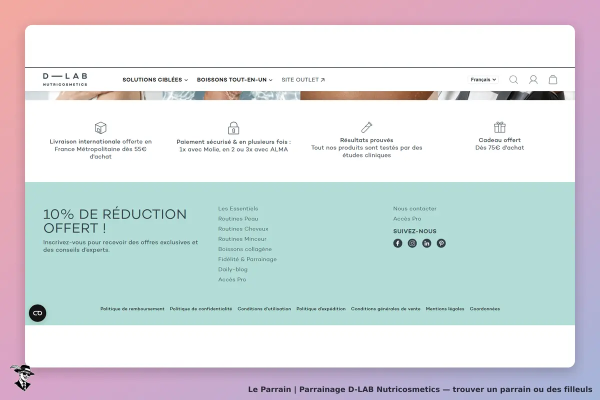 D-LAB Nutricosmetics : page d'accueil avec offres, informations et liens vers les produits