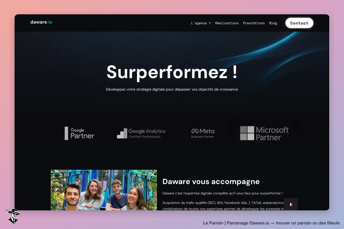 Page d'accueil de Daware.io