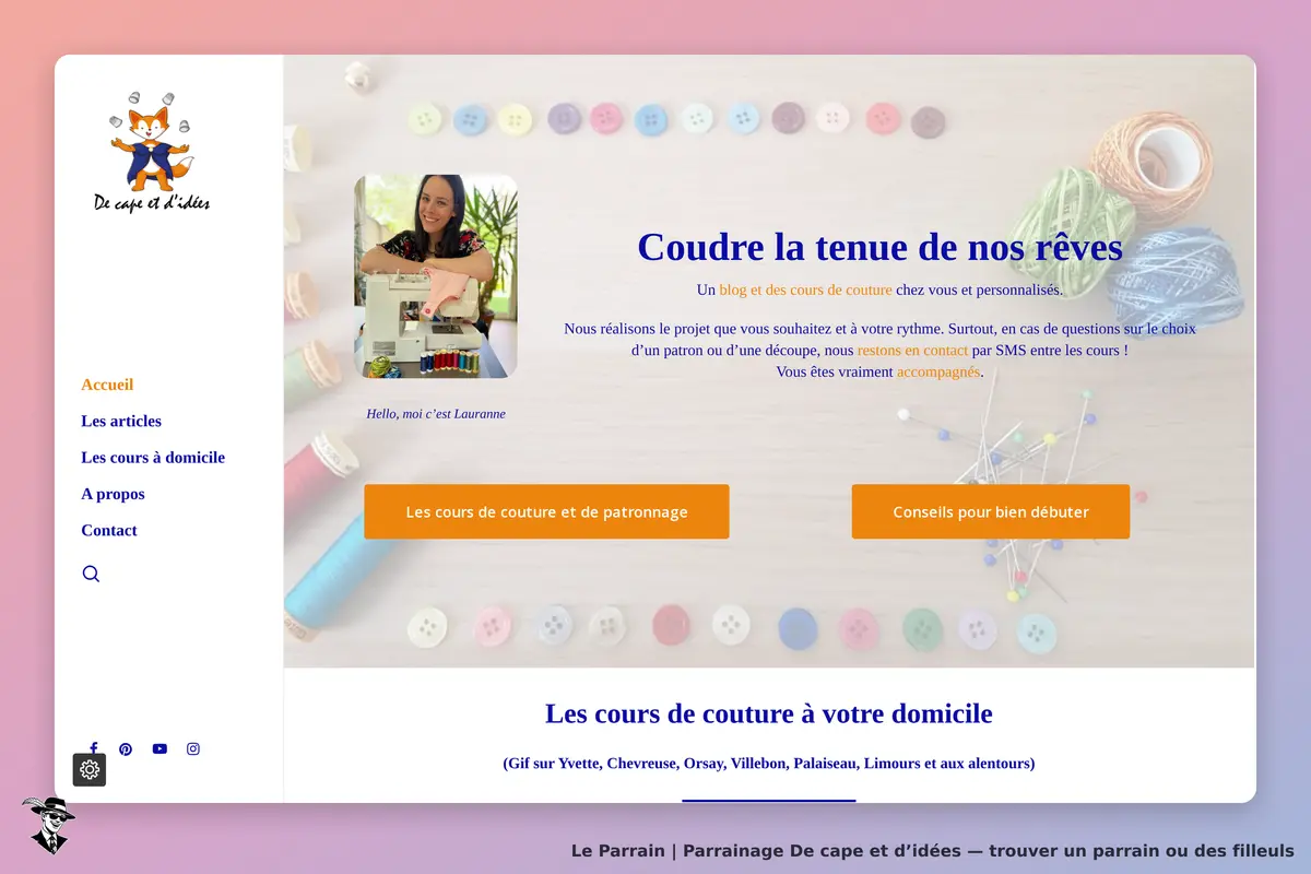 De cape et d’idées : de cape et d'idées : page d'accueil avec présentation de cours de couture et