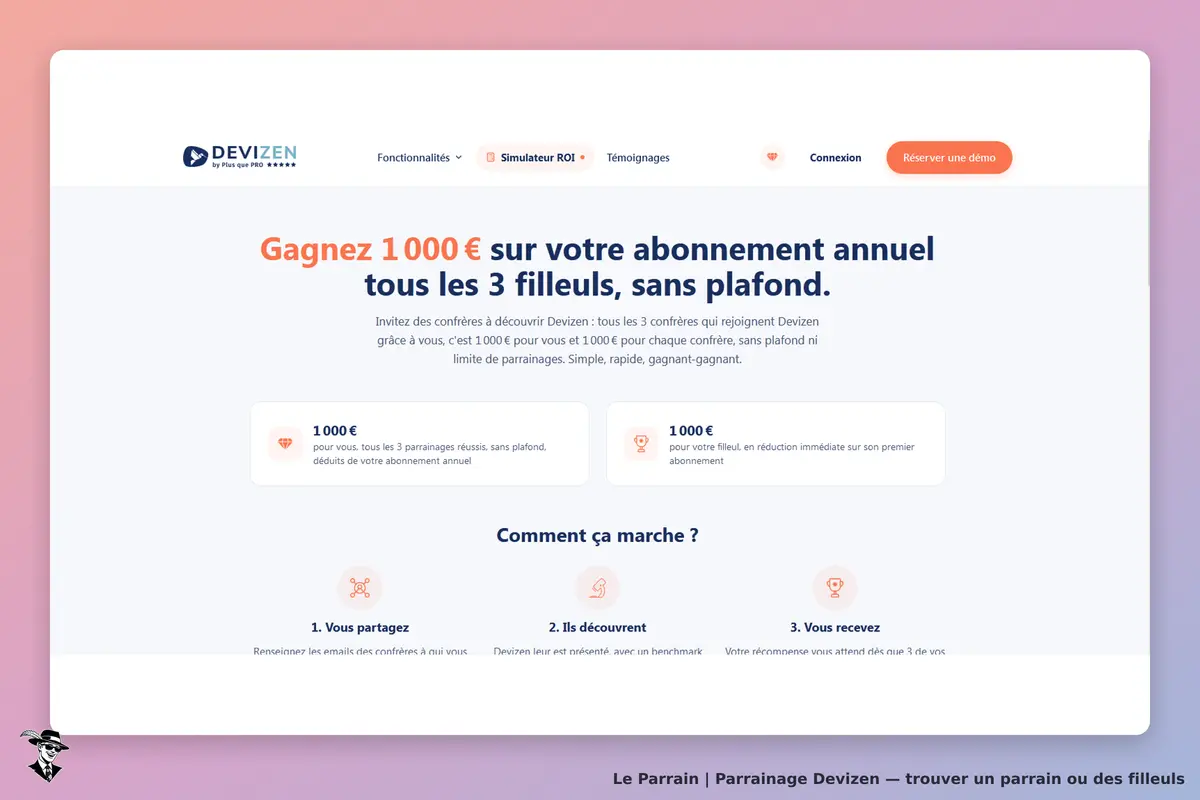 Page parrainage de Devizen