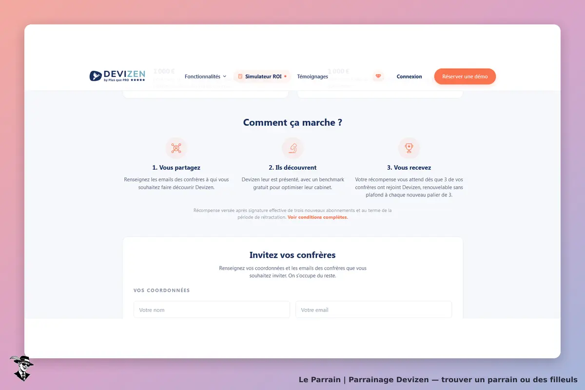 Page parrainage de Devizen