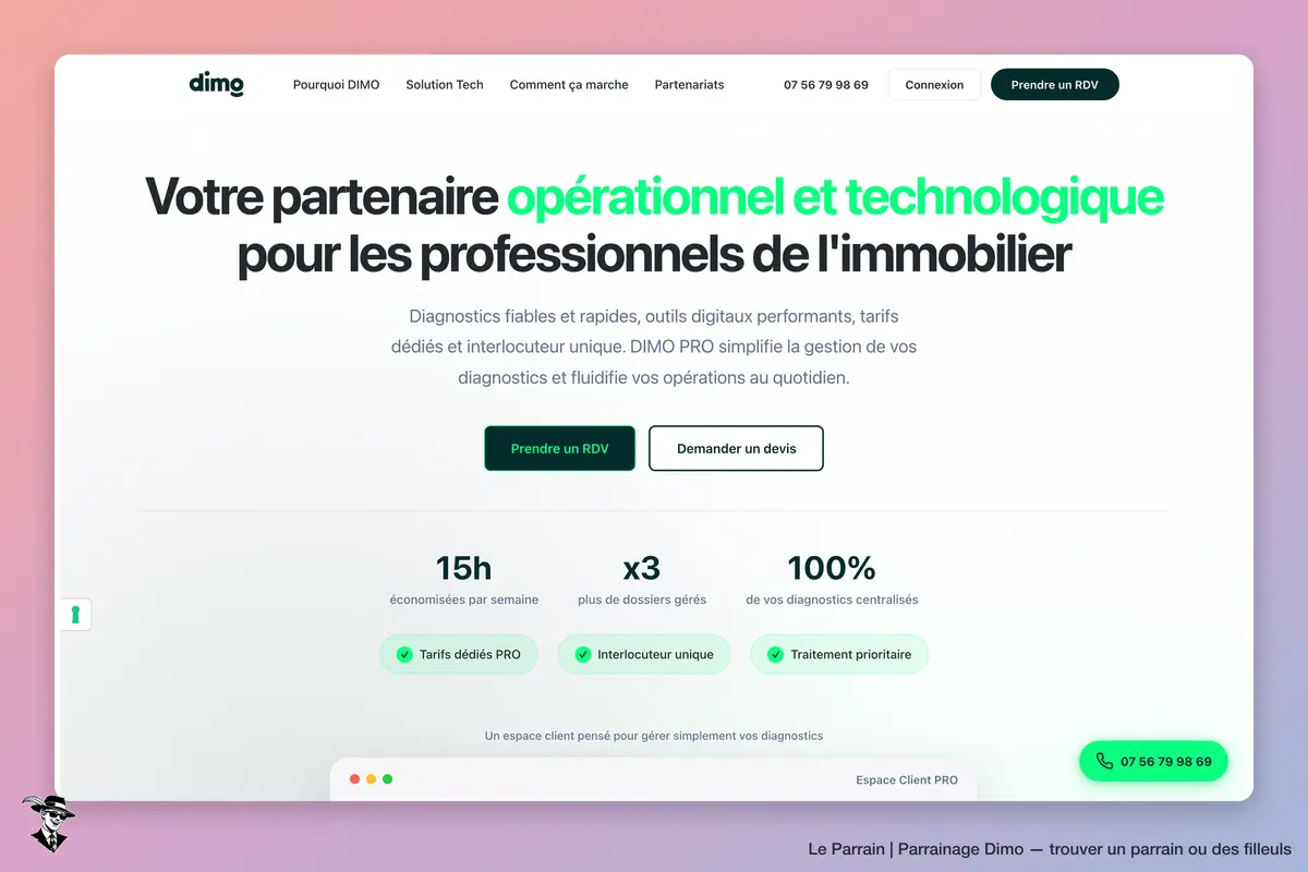 Page d'accueil de Dimo