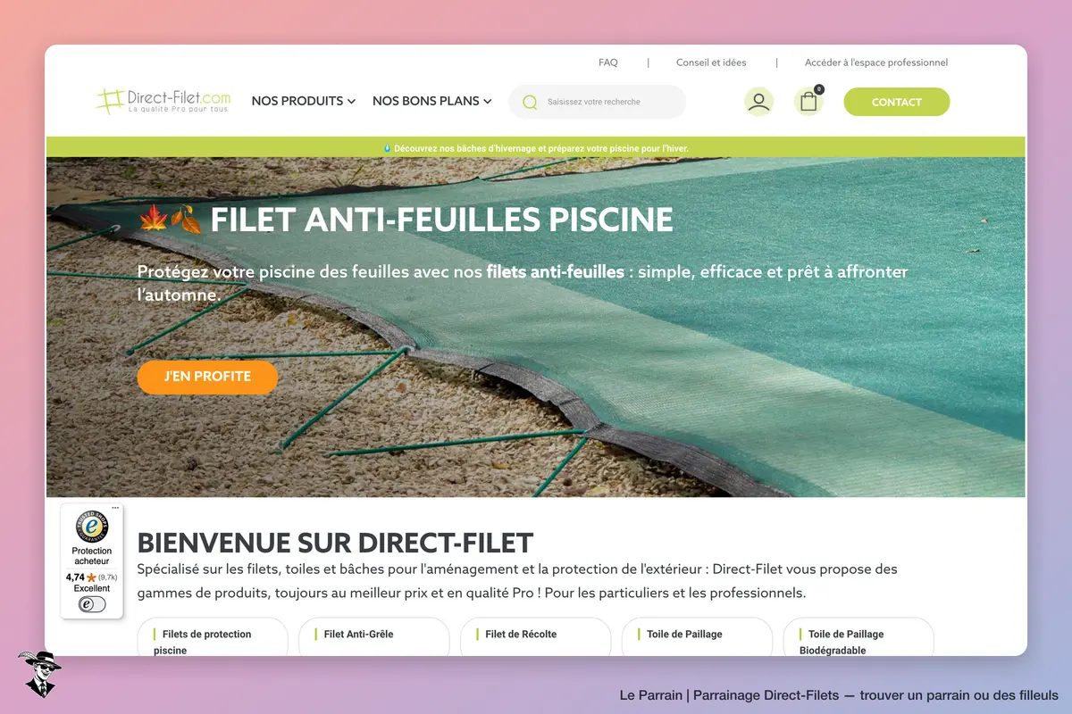 Page d'accueil de Direct-Filets
