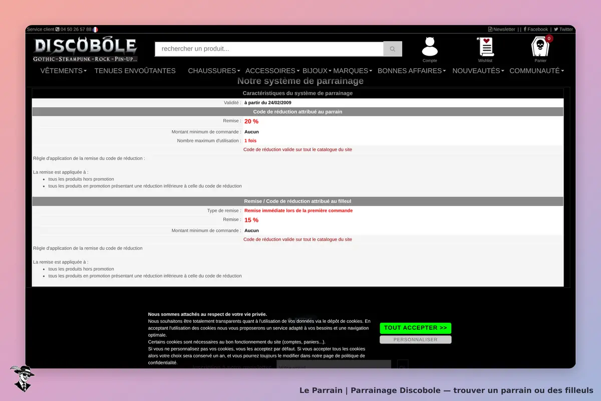 Discobole : caractéristiques du système de parrainage avec remises et règles d'application