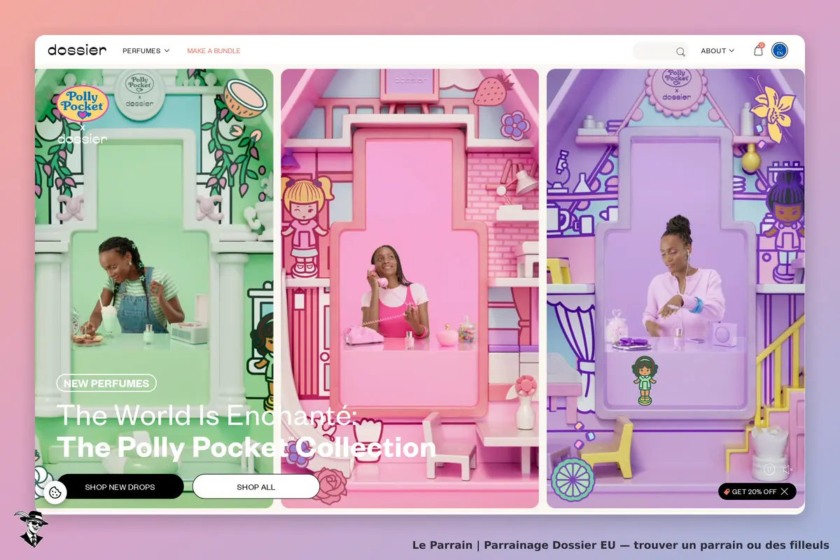 Dossier EU : dossier : page d'accueil présentant la collection Polly Pocket avec des personnages