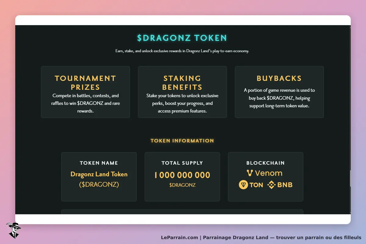 Dragonz Land : présentation du token $DRAGONZ avec ses caractéristiques et informations