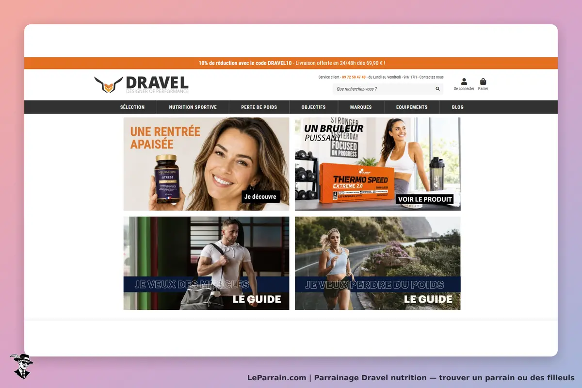 Dravel nutrition : dravel : page d'accueil avec produits de nutrition et conseils de remise en